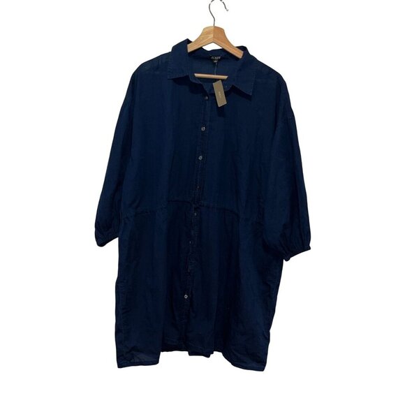 J.Crew Tops - NWT J.Crew Navy Button-Down Tunic Dress  Lightweight Cotton Relaxed Fit Women's